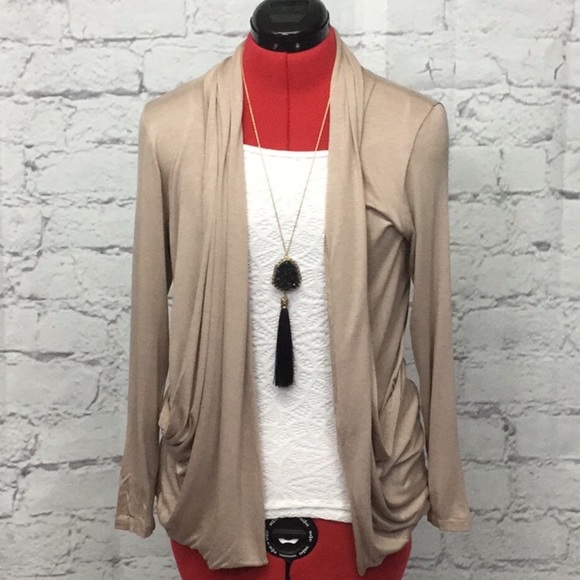 Sweaters - Light Mocha Drape Pocket Cozy Cardigan